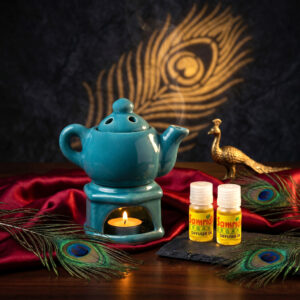 Samridhi Organic Premium Blue Tea Kettle Ceramic Diffuser Set